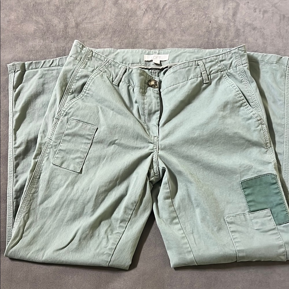 LOFT patched Sage Green Cargo Pants